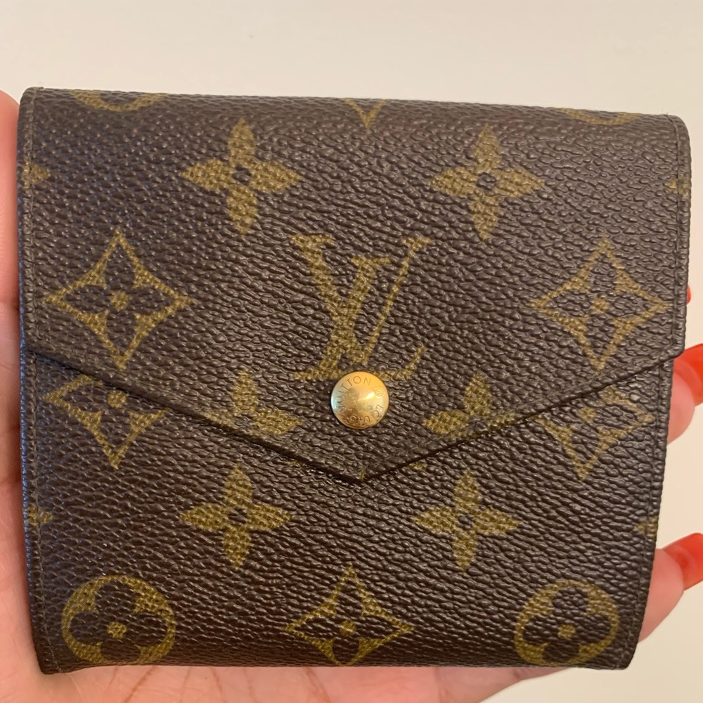 AUTH LOUIS VUITTON MONOGRAM CANVAS MONNAIE DOUBLE SNAP WALLET